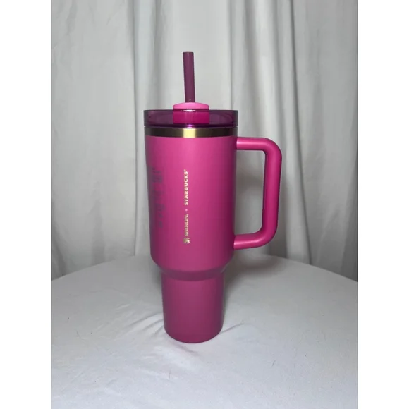 Stanley x Starbucks Berry Pink Glitter Tumbler 40oz NWT - Picture 1 of 8